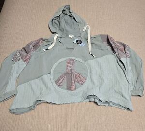 POL Green and Pink Patchwork Hoodie